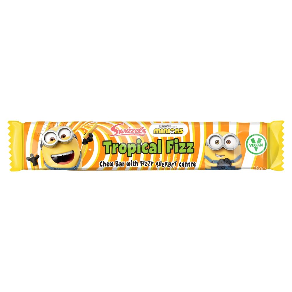 Swizzels Minion Tropical Fizz Chew Bar With Fizzy Sherbet Centre - Kaboom Kandy